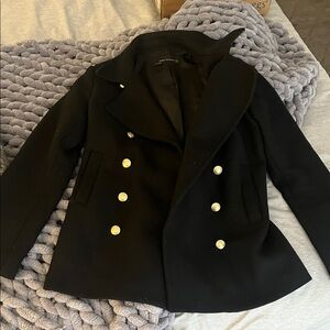 Women's Black Zara Woman Peacoat